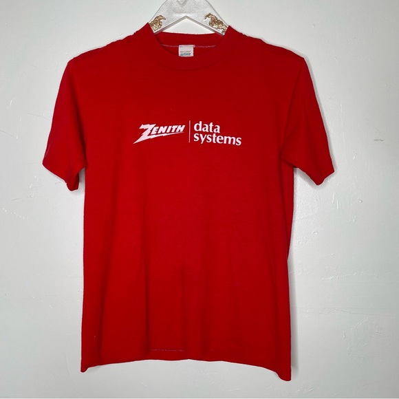 Vintage Other - VINTAGE 90s ZENITH DATA SYSTEMS RED SINGLE STITCH TECH GEEK T SHIRT SZ M